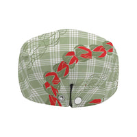 Omaomao Aloha Hawaii Jeff Hat Rosebud Lei With Palaka Motif - Polynesian Pride