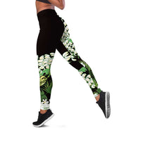 Omaomao Aloha Hawaii Lei Leggings Tropical Flowers Elegant Vibe LT14 Green - Polynesian Pride