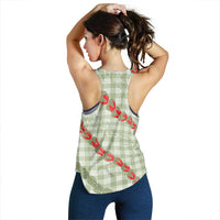 Omaomao Aloha Hawaii Women Racerback Tank Rosebud Lei With Palaka Motif LT14 - Polynesian Pride