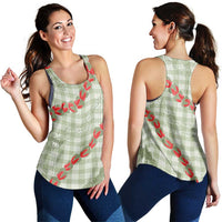 Omaomao Aloha Hawaii Women Racerback Tank Rosebud Lei With Palaka Motif LT14 - Polynesian Pride