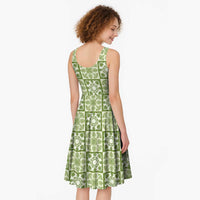 Omaomao Palaka Quilt Hawaii Midi Dress Hawaiian Tropical Monstera Sea Turtle LT14 - Polynesian Pride