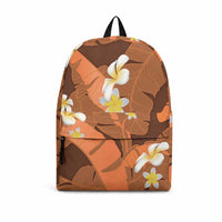 Orange Banana Leaf Hawaii Backpack Lau Maia Plumeria Tropical Summer Vibes LT14 Orange - Polynesian Pride