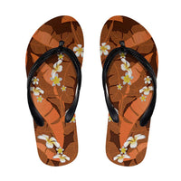 Orange Banana Leaf Hawaii Flip Flops Lau Maia Plumeria Tropical Summer Vibes