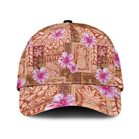 Orange Hawaii Hibiscus With Tropical Flowers Motifs Classic Cap LT14 Universal Fit Orange - Polynesian Pride