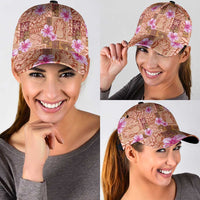 Orange Hawaii Hibiscus With Tropical Flowers Motifs Classic Cap LT14 - Polynesian Pride