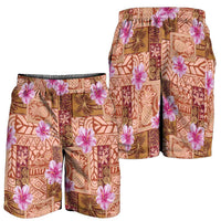 Orange Hawaii Hibiscus With Tropical Flowers Motifs Shorts for Men LT14 - Polynesian Pride