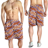 Orange Hawaii Palaka Honohono Pikake Shorts for Men Hawaiian Orchid Lei Polynesian Pattern - Polynesian Pride