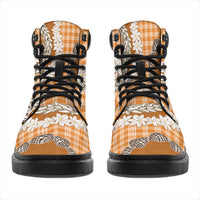 Orange Hawaii Tiare and Shell Lei All Season Boots Hawaiian Palaka Luxury Vibes LT14 - Polynesian Pride