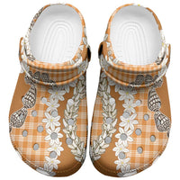 Orange Hawaii Tiare and Shell Lei Clogs Shoes Hawaiian Palaka Luxury Vibes LT14 Orange - Polynesian Pride