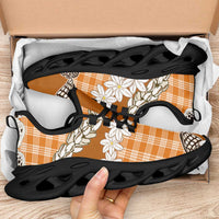 Orange Hawaii Tiare and Shell Lei Clunky Sneakers Hawaiian Palaka Luxury Vibes LT14 - Polynesian Pride