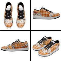 Orange Hawaii Tiare and Shell Lei Low Sneakers Hawaiian Palaka Luxury Vibes LT14 - Polynesian Pride