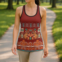 Oxblood Batik Papua-inspired Pattern Hollow Tank Top - Polynesian Pride