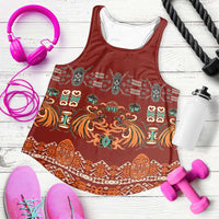 Oxblood Batik Papua-inspired Pattern Women Racerback Tank - Polynesian Pride