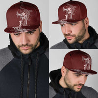Oxblood Hawaii Snapback Cap Hammerhead Shark Tattoo Curve Polynesian - Polynesian Pride