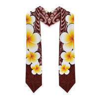 Oxblood Polynesia Graduation Stole Plumeria Tropical Leaves With Galaxy Polynesian Art LT14 - Polynesian Pride