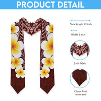 Oxblood Polynesia Graduation Stole Plumeria Tropical Leaves With Galaxy Polynesian Art LT14 - Polynesian Pride