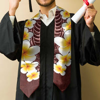 Oxblood Polynesia Graduation Stole Plumeria Tropical Leaves With Galaxy Polynesian Art LT14 - Polynesian Pride