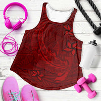 Oxblood Polynesia Women Racerback Tank Hawaiian Tribal Hammerhead Shark Tattoo - Polynesian Pride