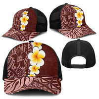 Oxblood Tropical Plumeria With Galaxy Polynesian Art Baseball Net Cap - Polynesian Pride