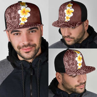 Oxblood Tropical Plumeria With Galaxy Polynesian Art Mesh Trucker Cap - Polynesian Pride