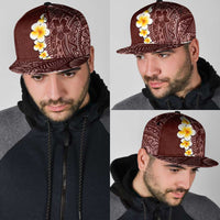 Oxblood Tropical Plumeria With Galaxy Polynesian Art Snapback Cap - Polynesian Pride