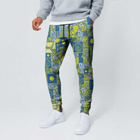 Palau Ungil Kurismas Jogger Pants Pacific Patchwork Xmas Vibes - Polynesian Pride