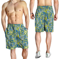 Palau Ungil Kurismas Shorts for Men Pacific Patchwork Xmas Vibes - Polynesian Pride