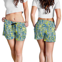 Palau Ungil Kurismas Shorts for Women Pacific Patchwork Xmas Vibes - Polynesian Pride