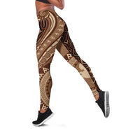 Papua New Guinea Oro Tapa Motif Leggings Classic LT7 Brown - Polynesian Pride