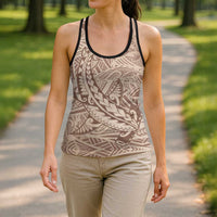 Pastel Brown Gradient Polynesia Hollow Tank Top Hawaiian Tribal Hammerhead Shark Tattoo - Polynesian Pride