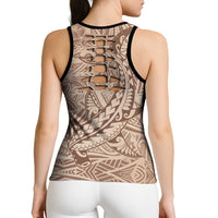 Pastel Brown Gradient Polynesia Hollow Tank Top Hawaiian Tribal Hammerhead Shark Tattoo - Polynesian Pride