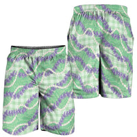 Pastel Green Hawaii Palaka Honohono Pikake Shorts for Men Hawaiian Orchid Lei Polynesian Pattern LT14 - Polynesian Pride