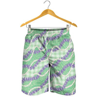 Pastel Green Hawaii Palaka Honohono Pikake Shorts for Men Hawaiian Orchid Lei Polynesian Pattern LT14 - Polynesian Pride