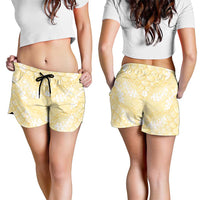 Pastel Yellow Mermaid Puakenikeni Maile Lei Shorts for Women