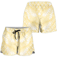 Pastel Yellow Mermaid Puakenikeni Maile Lei Shorts for Women