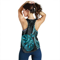 New Zealand Darts Women Racerback Tank Happiness Is A Tight Threesome Maori Paua Shell LT14