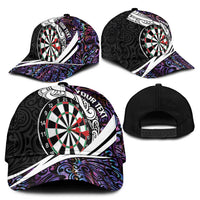 Personalized NZ Darts Classic Cap Paua Shell Maori Koru Whakairo - Purple LT7 - Polynesian Pride