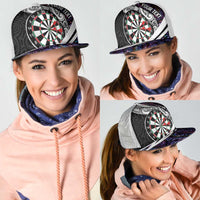 Personalized NZ Darts Mesh Trucker Cap Paua Shell Maori Koru Whakairo - Purple - Polynesian Pride