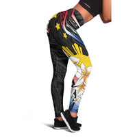 Philippines Tribal Leggings Mix Plumeria - Flag Colors