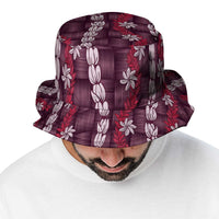 Pikake Maile Tiare Lei Bucket Hat Akala Lauhala Pattern