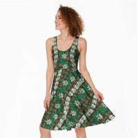 Pikake Maile Tiare Lei Midi Dress Omaomao Lauhala Pattern