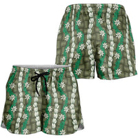 Pikake Maile Tiare Lei Shorts for Women Omaomao Lauhala Pattern