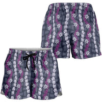 Pikake Maile Tiare Lei Shorts for Women Poni Lauhala Pattern