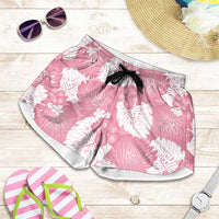 Pink Aloha Hawaii Shorts for Women Monstera Hibiscus Plumeria Seamless Vibes - Polynesian Pride
