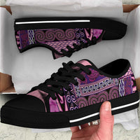 Pink Aotearoa Kowhaiwhai Pattern Low Top Shoes NZ Maori Quilt Style - Polynesian Pride