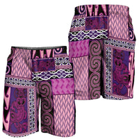 Pink Aotearoa Kowhaiwhai Pattern Shorts for Men NZ Maori Quilt Style - Polynesian Pride