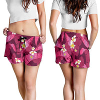 Pink Banana Leaf Hawaii Shorts for Women Lau Maia Plumeria Tropical Summer Vibes