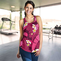 Pink Banana Leaf Hawaii Women Racerback Tank Lau Maia Plumeria Tropical Summer Vibes