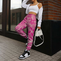 Pink Gradient Polynesia Jogger Pants Hawaiian Tribal Hammerhead Shark Tattoo - Polynesian Pride