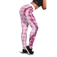 Pink Hawaii Palaka Leggings Hawaiian Honohono Lei
